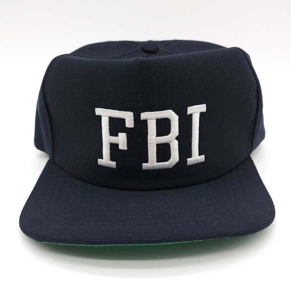 Vintage New Era Pro‎ Design FBI Snapback Trucker Hat Navy Blue Ball Cap USA Made - Picture 3 of 9